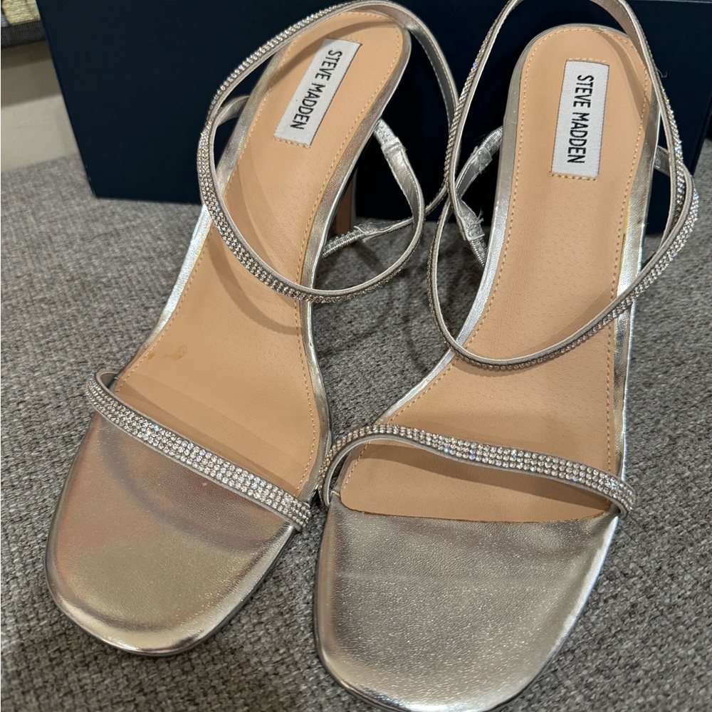 Steve Madden Silver Strappy Sandals
